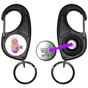 White Girl Robot - Carabiner £1/€1 Shopping token Key Ring White Girl Robot - Carabiner £1/€1 Shopping token Key Ring