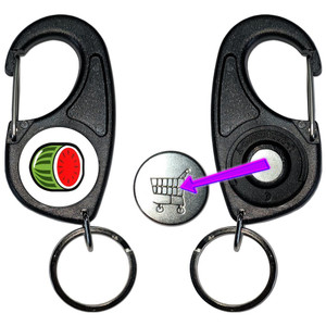 Fruit Machine Melon - Carabiner £1/€1 Shopping token Key Ring Fruit Machine Melon - Carabiner £1/€1 Shopping token Key Ring