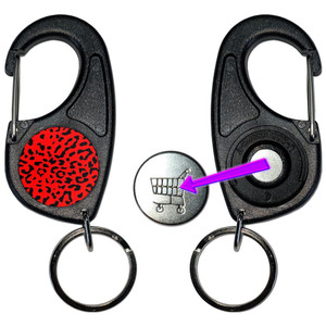 Red Leopard Print - Carabiner £1/€1 Shopping token Key Ring