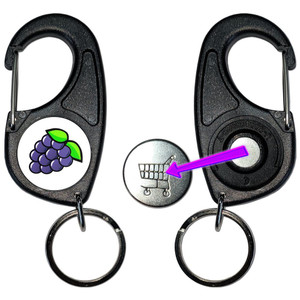 Fruit Machine Grapes - Carabiner £1/€1 Shopping token Key Ring Fruit Machine Grapes - Carabiner £1/€1 Shopping token Key Ring