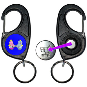 Blue Robot Couple - Carabiner £1/€1 Shopping token Key Ring Blue Robot Couple - Carabiner £1/€1 Shopping token Key Ring