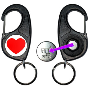 Heart - Carabiner £1/€1 Shopping token Key Ring Heart - Carabiner £1/€1 Shopping token Key Ring