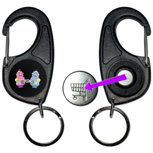 Black Robot Couple - Carabiner £1/€1 Shopping token Key Ring Black Robot Couple - Carabiner £1/€1 Shopping token Key Ring