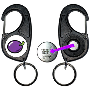Fruit Machine Plum - Carabiner £1/€1 Shopping token Key Ring Fruit Machine Plum - Carabiner £1/€1 Shopping token Key Ring