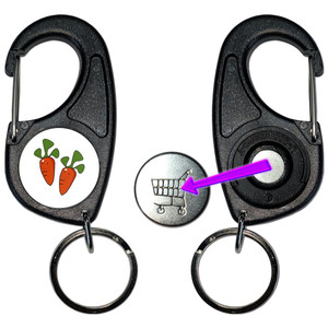 Carrots - Carabiner £1/€1 Shopping token Key Ring Carrots - Carabiner £1/€1 Shopping token Key Ring