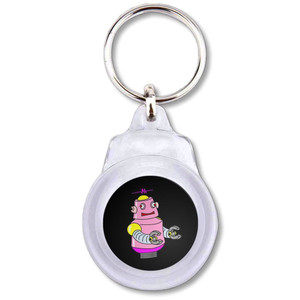 Black Girl Robot - Round Plastic Key Ring