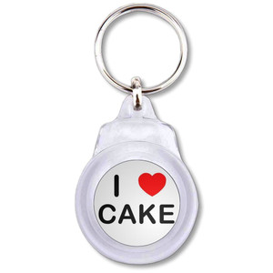 I Love Cake - Round Plastic Key Ring I Love Cake - Round Plastic Key Ring