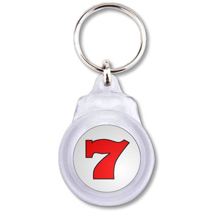Fruit Machine Lucky Seven - Round Plastic Key Ring Fruit Machine Lucky Seven - Round Plastic Key Ring