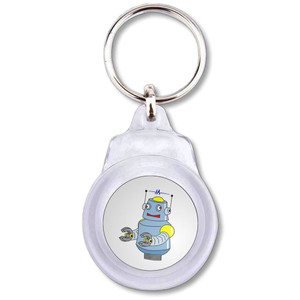 White Boy Robot - Round Plastic Key Ring White Boy Robot - Round Plastic Key Ring
