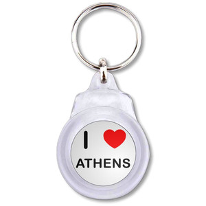 I Love Athens - Round Plastic Key Ring I Love Athens - Round Plastic Key Ring