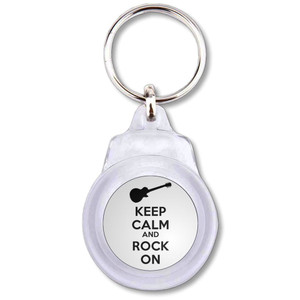 Keep Calm and Rock On - Round Plastic Key Ring Keep Calm and Rock On - Round Plastic Key Ring