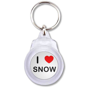 I Love Snow - Round Plastic Key Ring