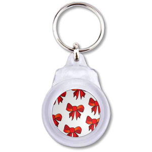 Bow Pattern - Round Plastic Key Ring