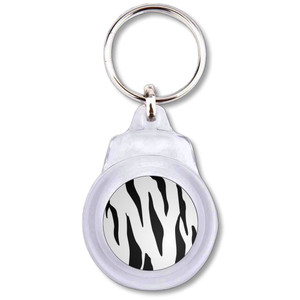 Zebra Print - Round Plastic Key Ring Zebra Print - Round Plastic Key Ring