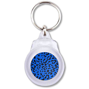 Blue Leopard Print - Round Plastic Key Ring Blue Leopard Print - Round Plastic Key Ring