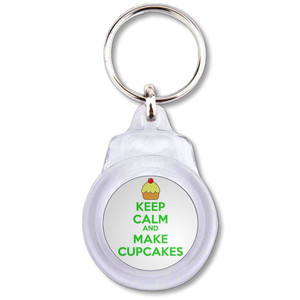 Keep Calm and Make Cupcakes - Round Plastic Key Ring