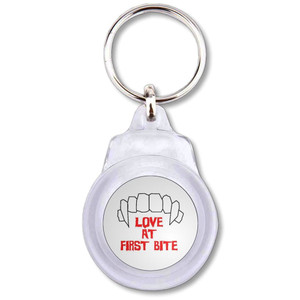 Love At First Bite - Round Plastic Key Ring Love At First Bite - Round Plastic Key Ring