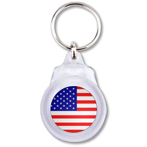 USA Flag - Round Plastic Key Ring