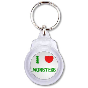 I Love Monsters - Round Plastic Key Ring