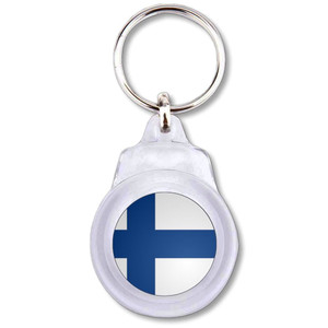 Finland Flag - Round Plastic Key Ring Finland Flag - Round Plastic Key Ring