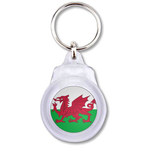 Wales Flag - Round Plastic Key Ring Wales Flag - Round Plastic Key Ring