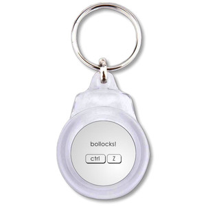 Ctrl Z - Bollocks - Round Plastic Key Ring Ctrl Z - Bollocks - Round Plastic Key Ring