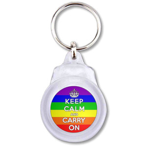 Gay Flag Keep Calm and Carry On - Round Plastic Key Ring Gay Flag Keep Calm and Carry On - Round Plastic Key Ring