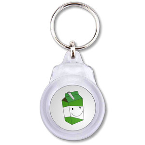 Apple Juice Carton - Round Plastic Key Ring Apple Juice Carton - Round Plastic Key Ring