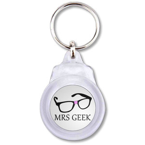 Mrs Geek - Round Plastic Key Ring Mrs Geek - Round Plastic Key Ring