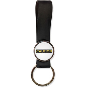 Caution - Silicone Loop Key Ring