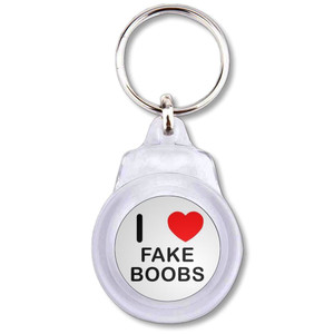 I Love Fake Boobs - Round Plastic Key Ring I Love Fake Boobs - Round Plastic Key Ring