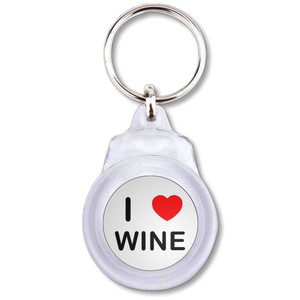 I Love Wine - Round Plastic Key Ring