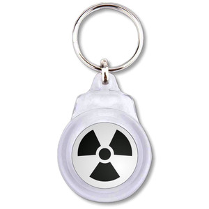 Black Nuclear Symbol - Round Plastic Key Ring Black Nuclear Symbol - Round Plastic Key Ring
