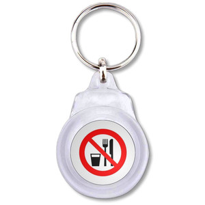 No Food or Drink - Round Plastic Key Ring No Food or Drink - Round Plastic Key Ring
