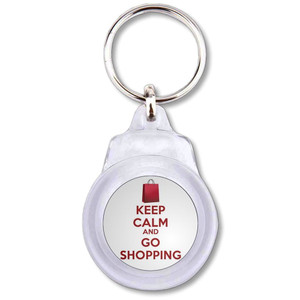 Keep Calm and Go Shopping - Round Plastic Key Ring Keep Calm and Go Shopping - Round Plastic Key Ring