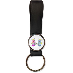 White Robot Couple - Silicone Loop Key Ring White Robot Couple - Silicone Loop Key Ring