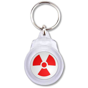 Red Nuclear Symbol - Round Plastic Key Ring Red Nuclear Symbol - Round Plastic Key Ring