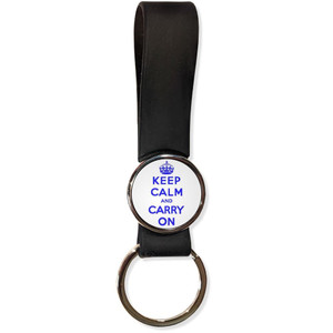 White Blue Keep Calm and Carry On - Silicone Loop Key Ring