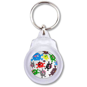 Skull Bow Pattern 3 - Round Plastic Key Ring Skull Bow Pattern 3 - Round Plastic Key Ring