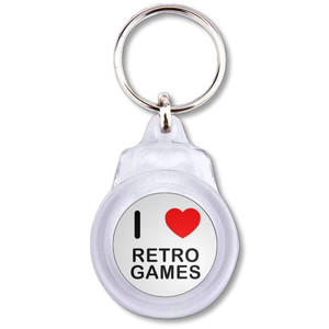 I Love Retro Games - Round Plastic Key Ring I Love Retro Games - Round Plastic Key Ring