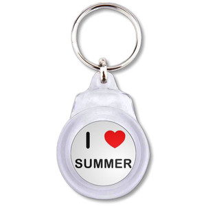 I Love Summer - Round Plastic Key Ring I Love Summer - Round Plastic Key Ring