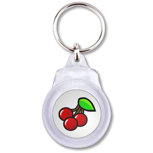 Fruit Machine Cherries - Round Plastic Key Ring Fruit Machine Cherries - Round Plastic Key Ring