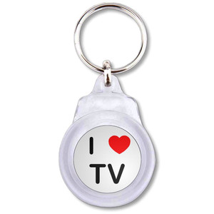 I love TV - Round Plastic Key Ring I love TV - Round Plastic Key Ring