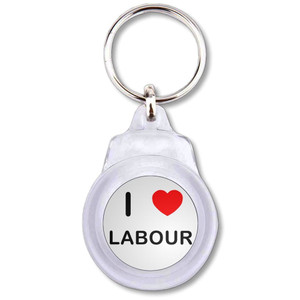 I love Labour - Round Plastic Key Ring I love Labour - Round Plastic Key Ring