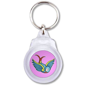 Swallow - Round Plastic Key Ring Swallow - Round Plastic Key Ring