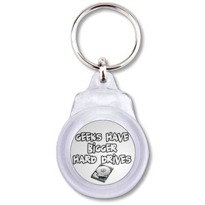 Geeks Have Bigger Hard Drives - Round Plastic Key Ring Geeks Have Bigger Hard Drives - Round Plastic Key Ring