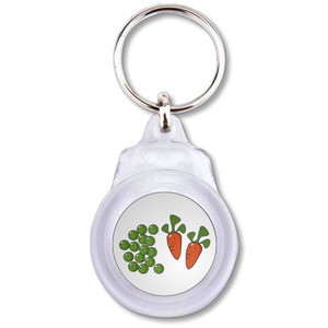 Peas and Carrots - Round Plastic Key Ring Peas and Carrots - Round Plastic Key Ring