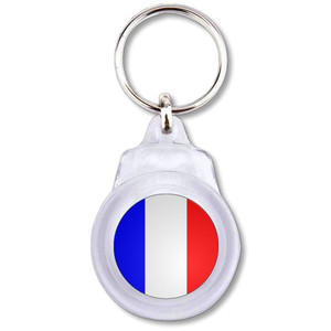France Flag - Round Plastic Key Ring France Flag - Round Plastic Key Ring