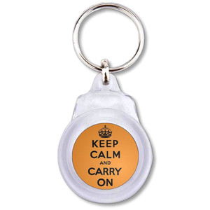 Orange Keep Calm and Carry On - Round Plastic Key Ring Orange Keep Calm and Carry On - Round Plastic Key Ring