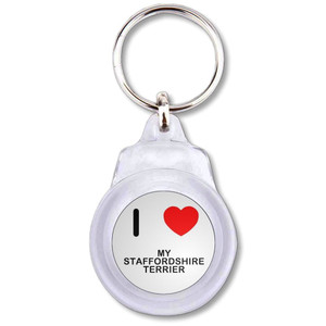I Love My Staffordshire Terrier - Round Plastic Key Ring I Love My Staffordshire Terrier - Round Plastic Key Ring
